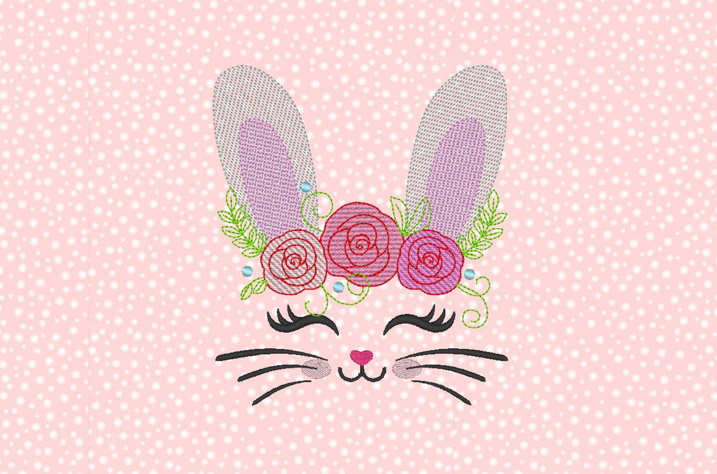 Light Stitch Bunny with Roses