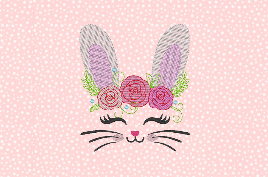 Light Stitch Bunny with Roses