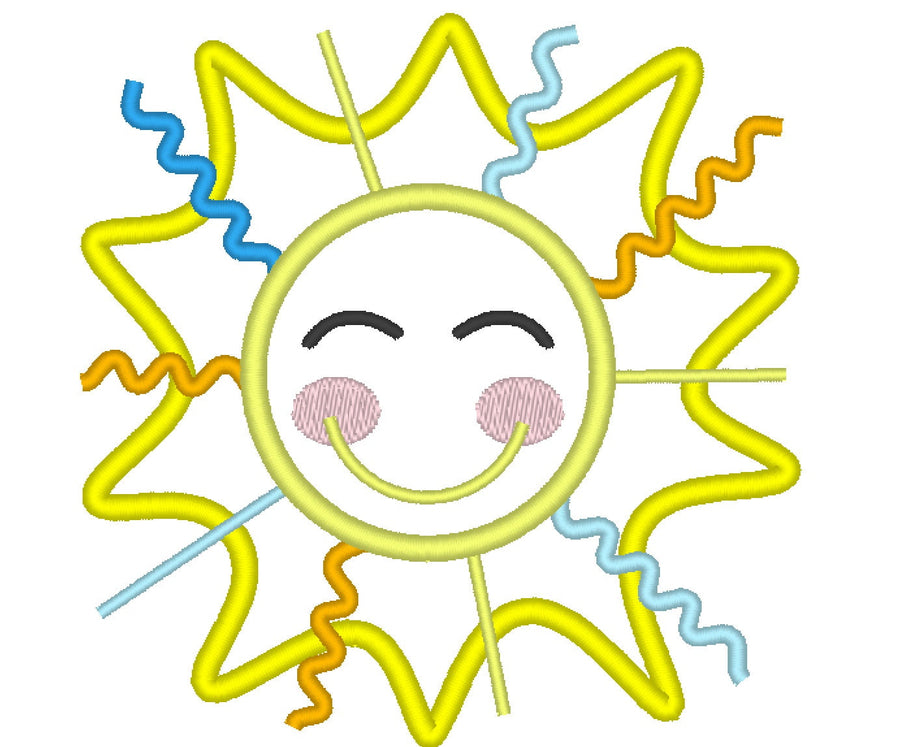 Smiling Ric Rac Trim Sunshine Applique - image 1