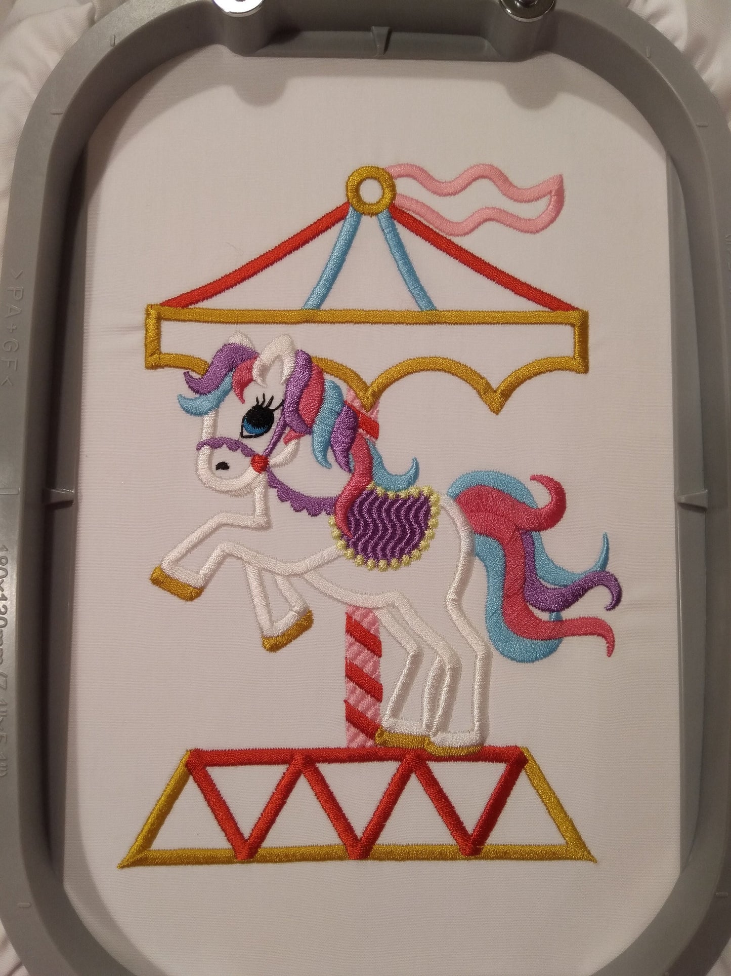Little Carousel Rearing Horse Pony Applique machine embroidery designs kids baby attraction