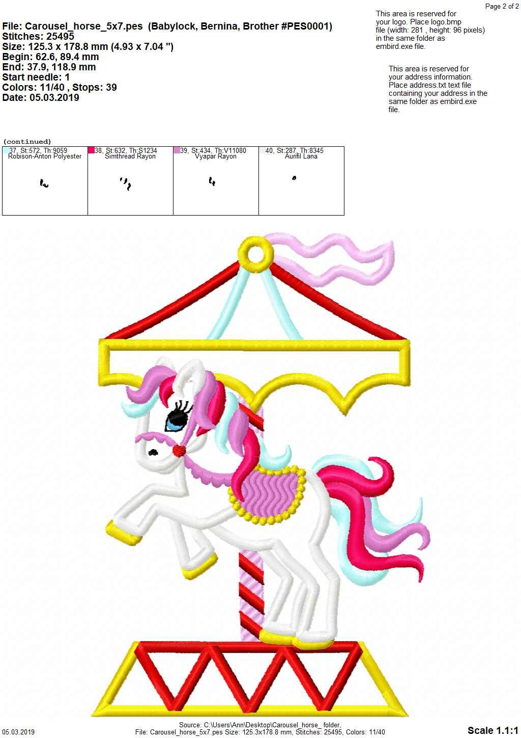 Little Carousel Rearing Horse Pony Applique machine embroidery designs kids baby attraction