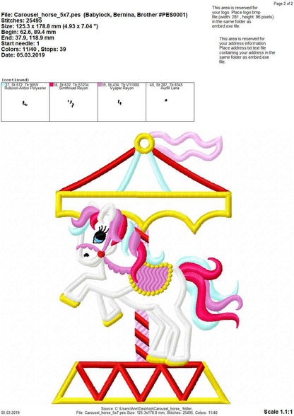 Little Carousel Rearing Horse Pony Applique machine embroidery designs kids baby attraction