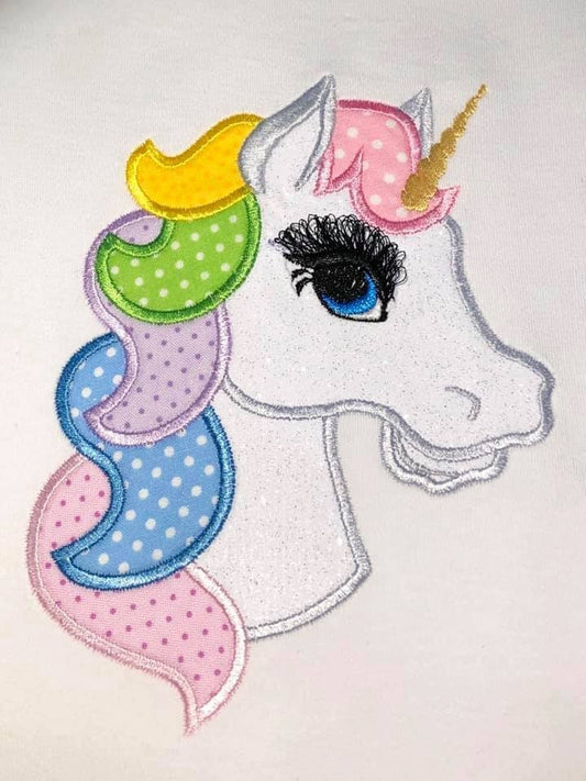 Fringed Eyelashes Unicorn Applique