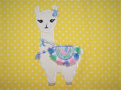 Llama with books Fringed tassel reading alpaca applique machine embroidery designs