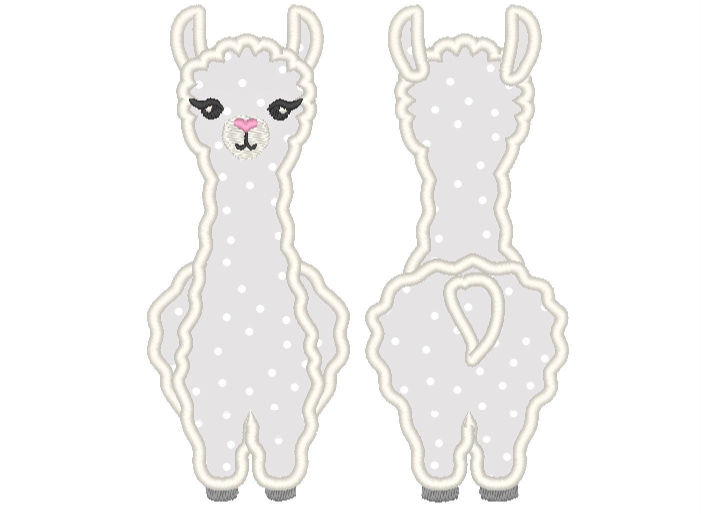 Llama Alpaca applique llama back and front machine embroidery designs