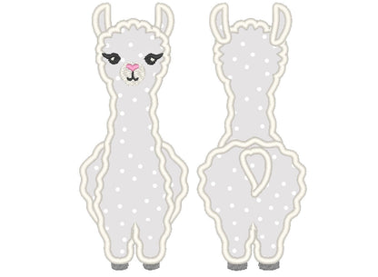 Llama Alpaca applique llama back and front machine embroidery designs