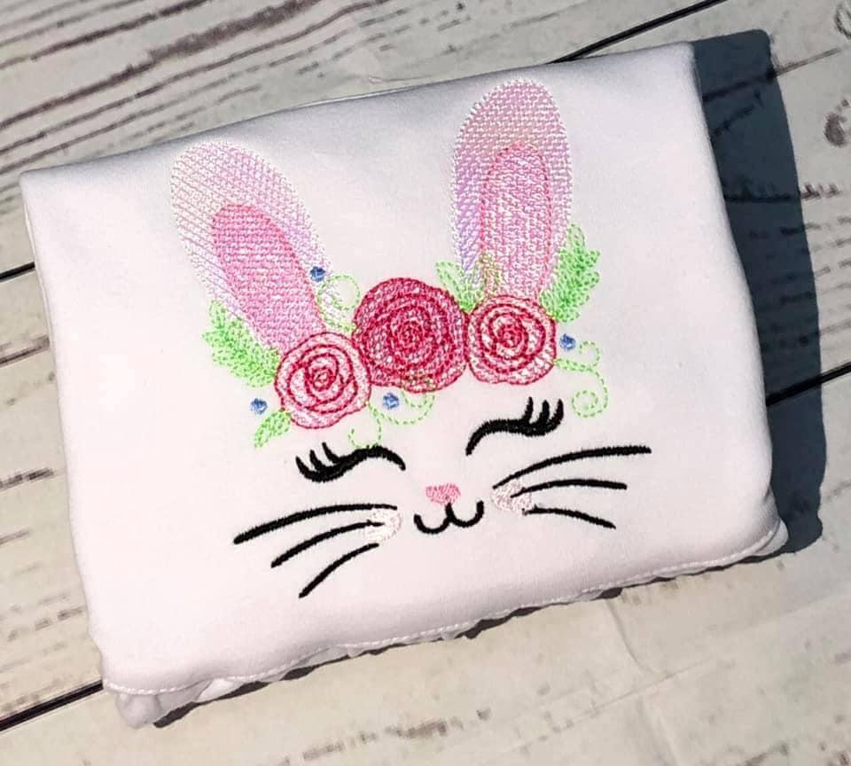 Light Stitch Bunny with Roses