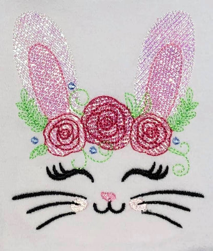 Light Stitch Bunny with Roses