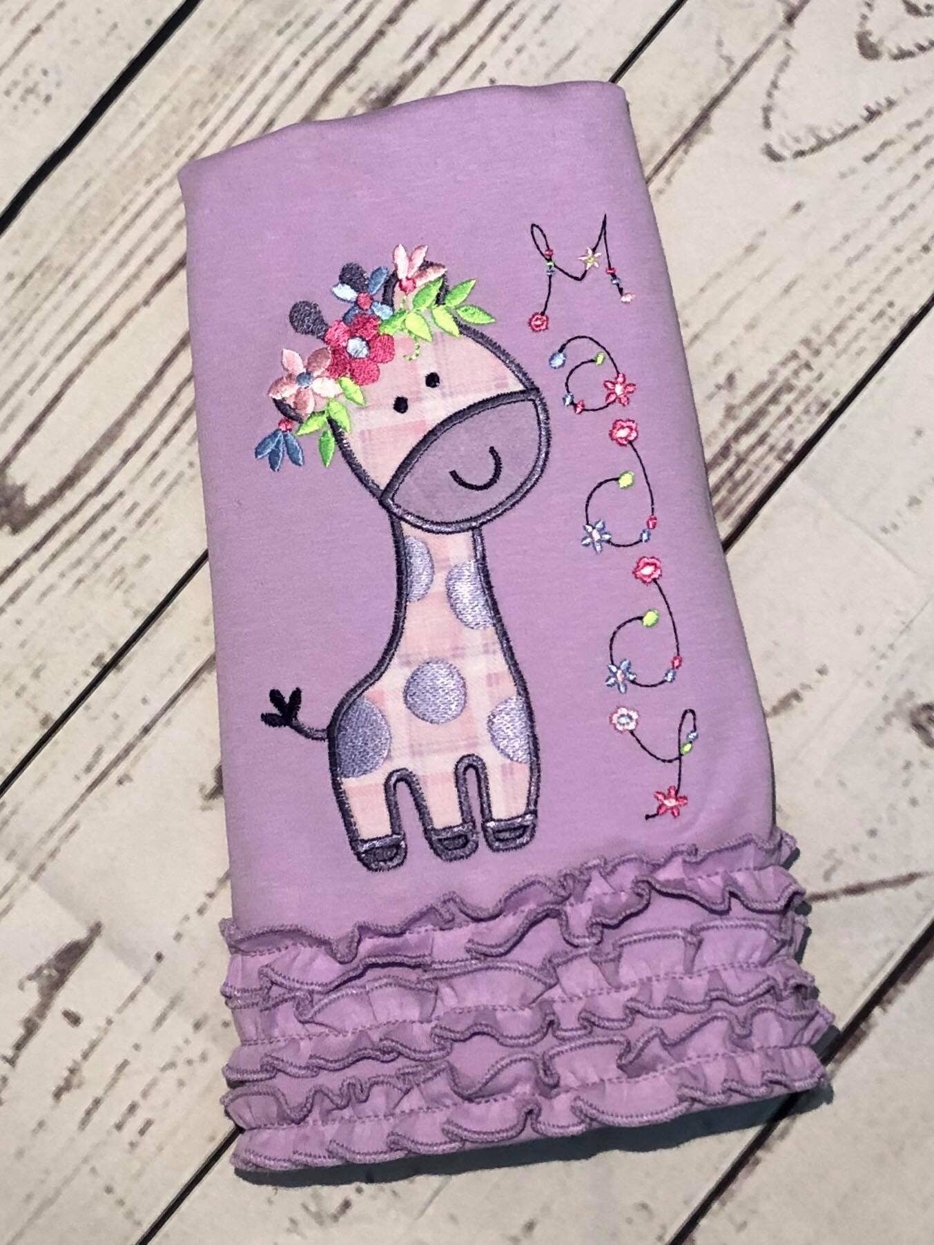 Giraffe with Floral Crown Applique – Instant Download | Artapli