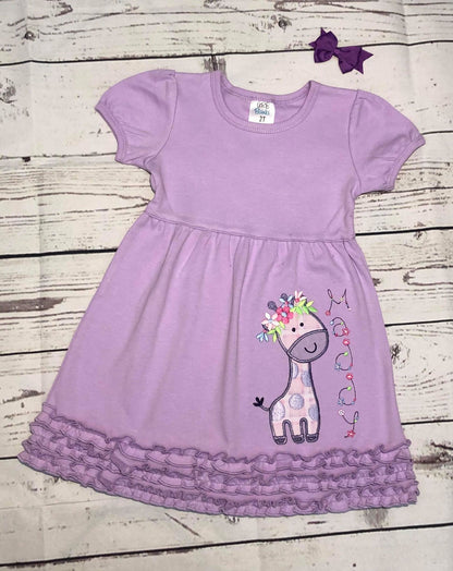Giraffe with Floral Crown Applique – Animal machine embroidery design by Artapli