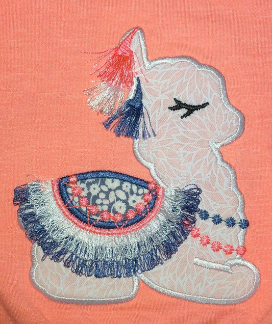 Sitting Llama Fringed tassel Applique Boho Alpaca machine embroidery designs