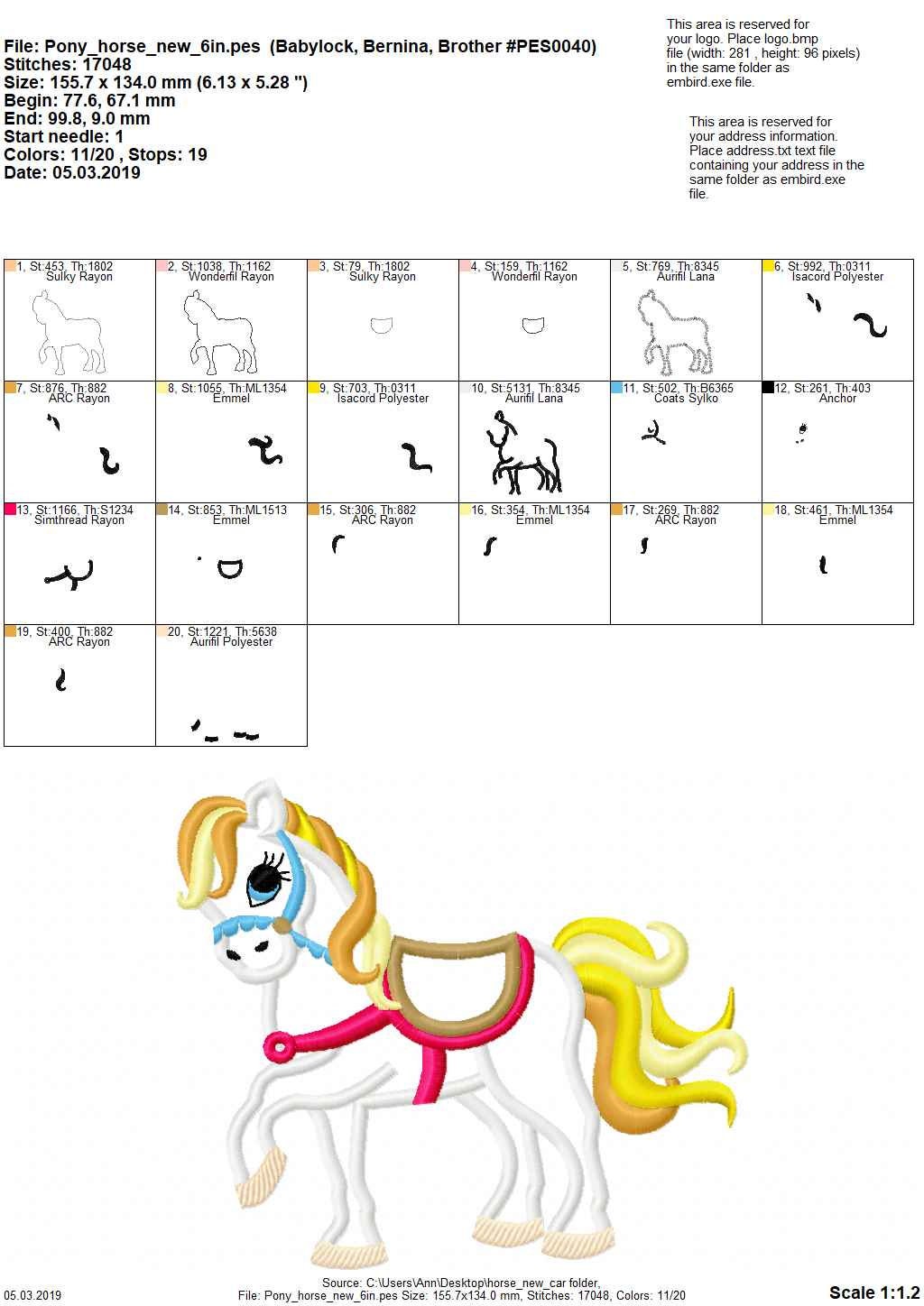 Pretty rainbow horse, horse pony girl – Horse embroidery pattern by Artapli