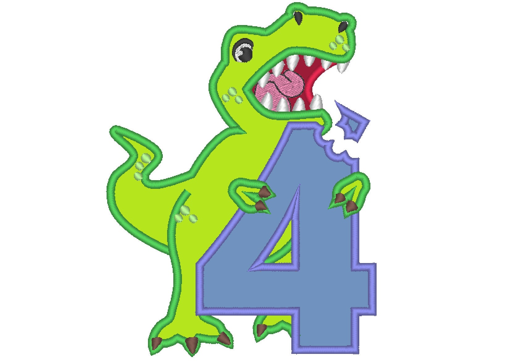 T rex dinosaur eating Birthday number four 4, trex with bitten number 4 | Artapli - image 1
