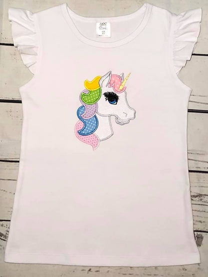 Fringed Eyelashes Unicorn Applique