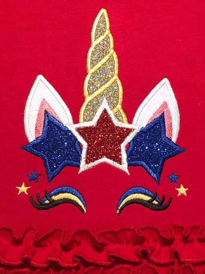 Pretty eyes Unicorn head with stars starred crown patriotic applique machine embroidery designs