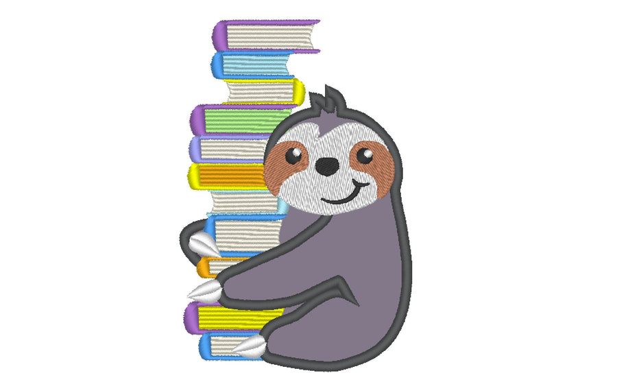 Sloth With Books Applique - image 1