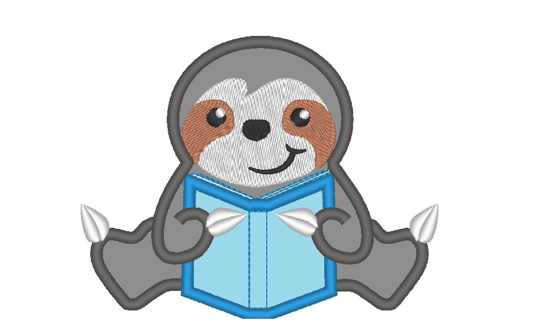 Sloth Reading Book Applique - image 1