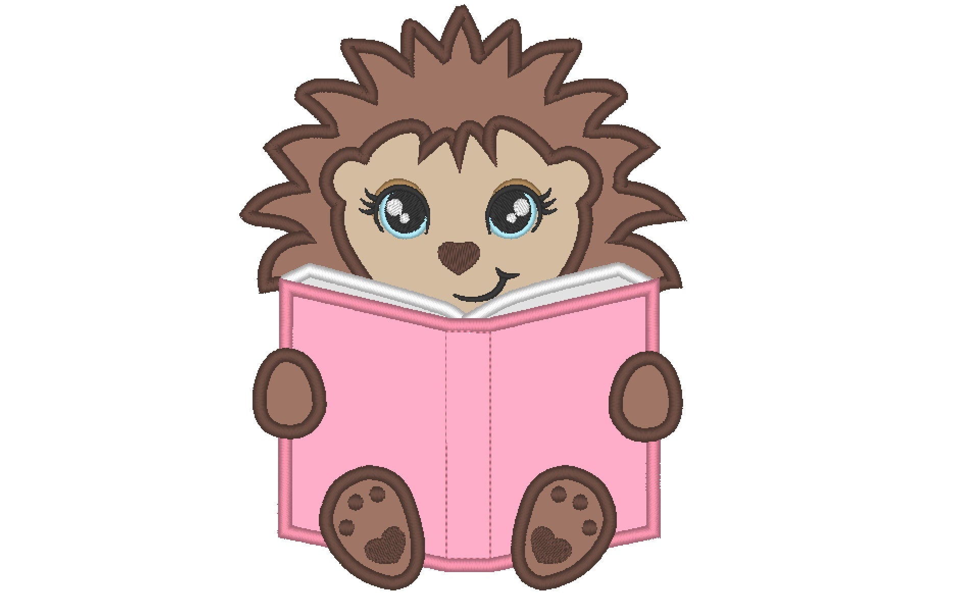 Hedgehog Reading Book Applique - image 1