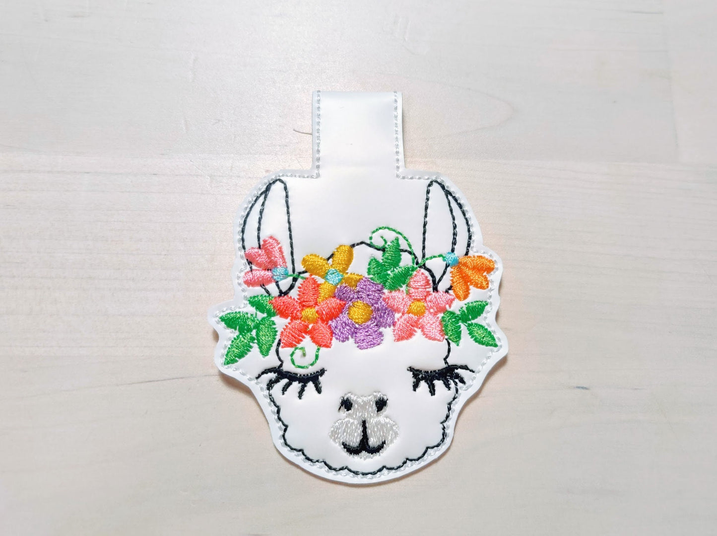 Floral Crown Llama Keychain ITH Embroidery 2.7" 4" | PES DST JEF | Artapli