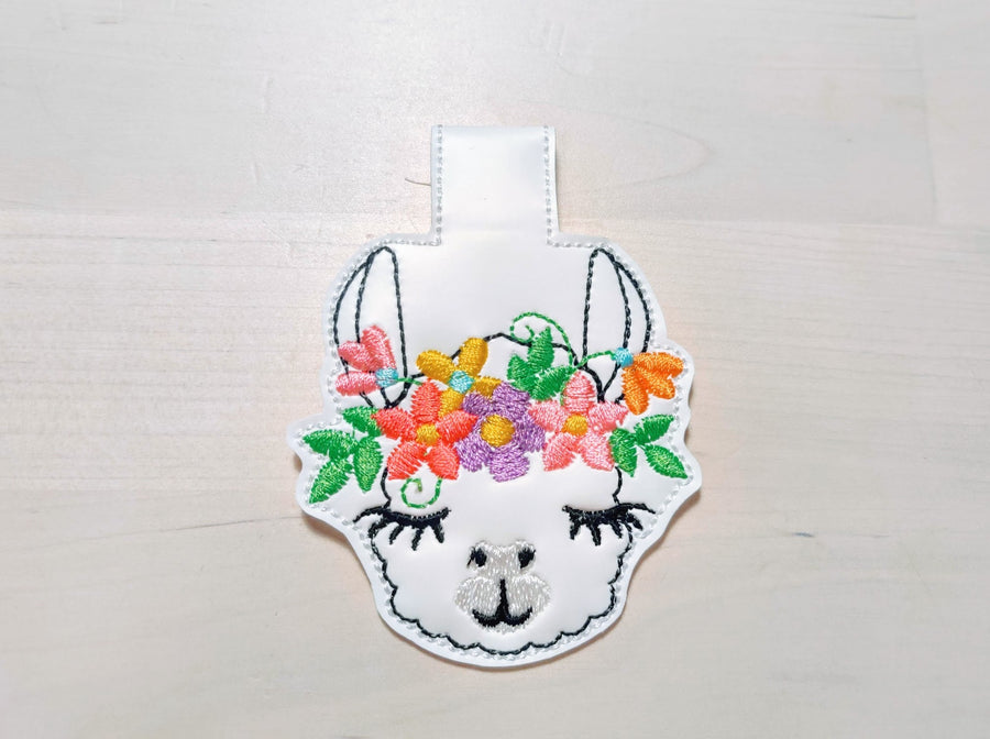 Floral Crown Llama Keychain ITH Embroidery 2.7" 4" | PES DST JEF | Artapli