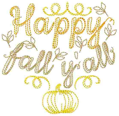Happy Fall Pumpkin Thanksgiving – Thanksgiving embroidery pattern by Artapli