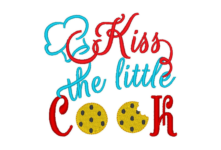 Kiss the little cook kids apron kitchen awesome Machine Embroidery 4" 5" 7" | PES DST JEF | Artapli
