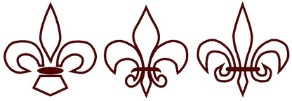 Fleur de Lis Applique Set of 3 – Sizes 3.5" 4" 4.5" 5" 6" 7" Digital Embroidery File | Artapli