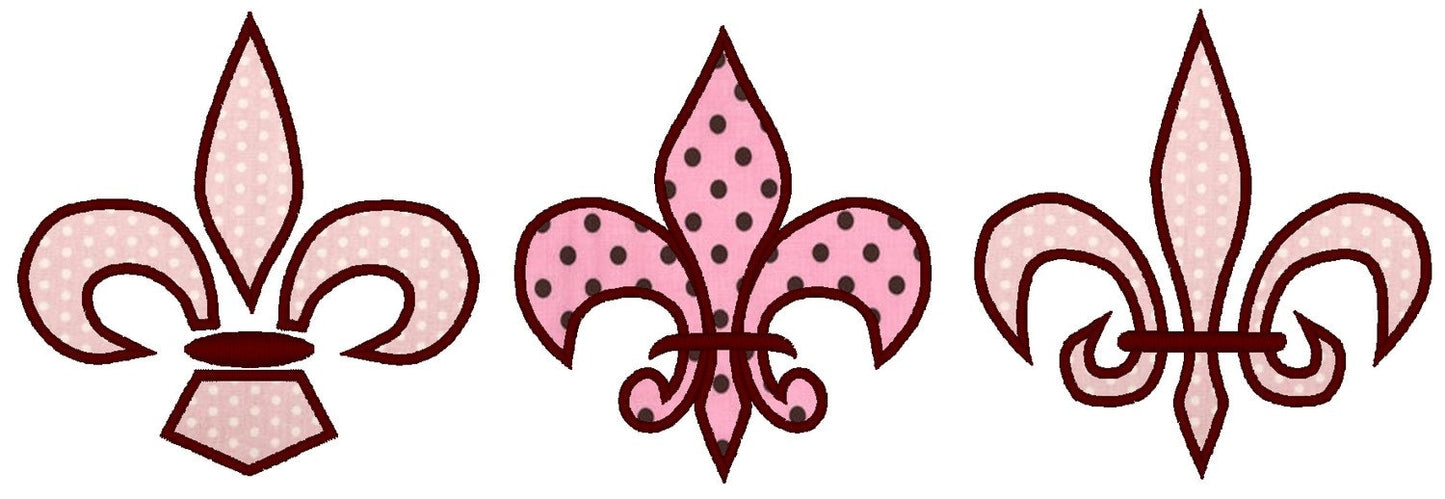 Fleur de Lis Applique Set of 3 – Appliqué machine embroidery design by Artapli