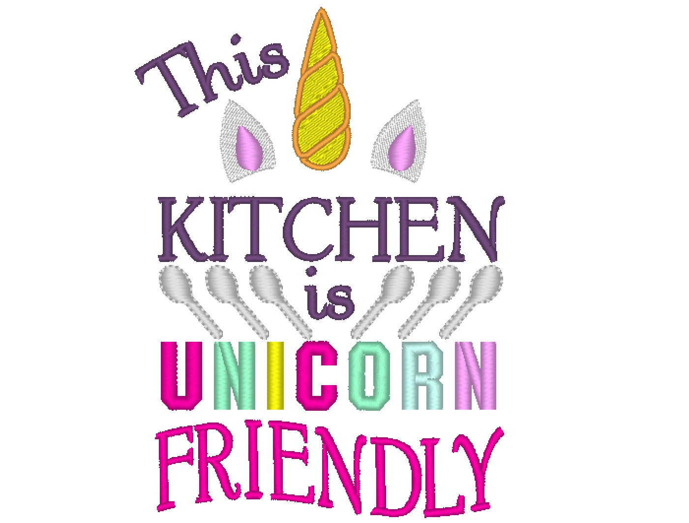 Unicorn Kids Cooking Set of 6 – Cook embroidery design by Artapli