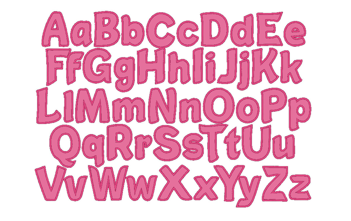 Monogram applique Font Chris machine embroidery designs alphabet rounded letters satin stitch outline