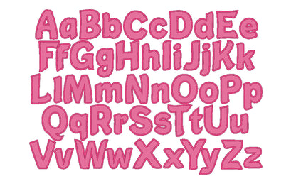 Monogram applique Font Chris machine embroidery designs alphabet rounded letters satin stitch outline
