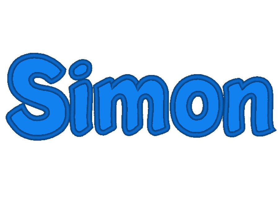 Monogram Applique Font Simon – Embroidery 1.5" 2" 2.5" 3" 3.5" 4" | BX PES DST JEF | Artapli