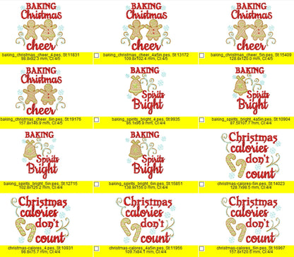 Merry Christmas kitchen dish towel baking kids apron cookie SET of 6 types machine embroidery designs