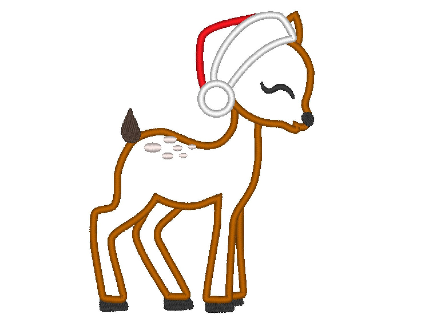 Little Baby deer Fawn with Santa hat Applique Design Baby Deer machine embroidery applique designs Merry Christmas