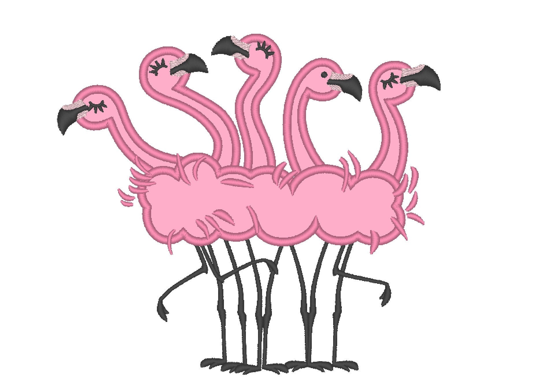 Flamingo Bird Flock of Flamingos applique machine embroidery designs 