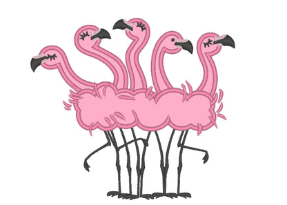 Flamingo Bird Flock of Flamingos applique machine embroidery designs 