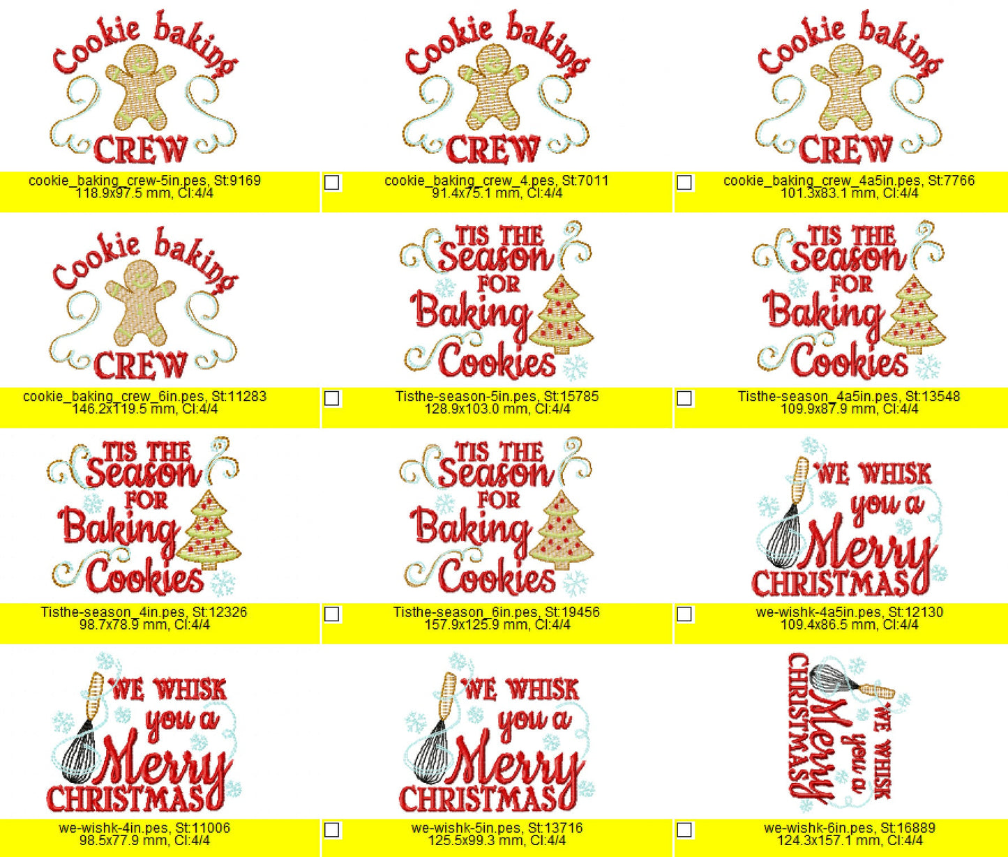 Merry Christmas kitchen dish towel baking kids apron cookie SET of 6 types machine embroidery designs