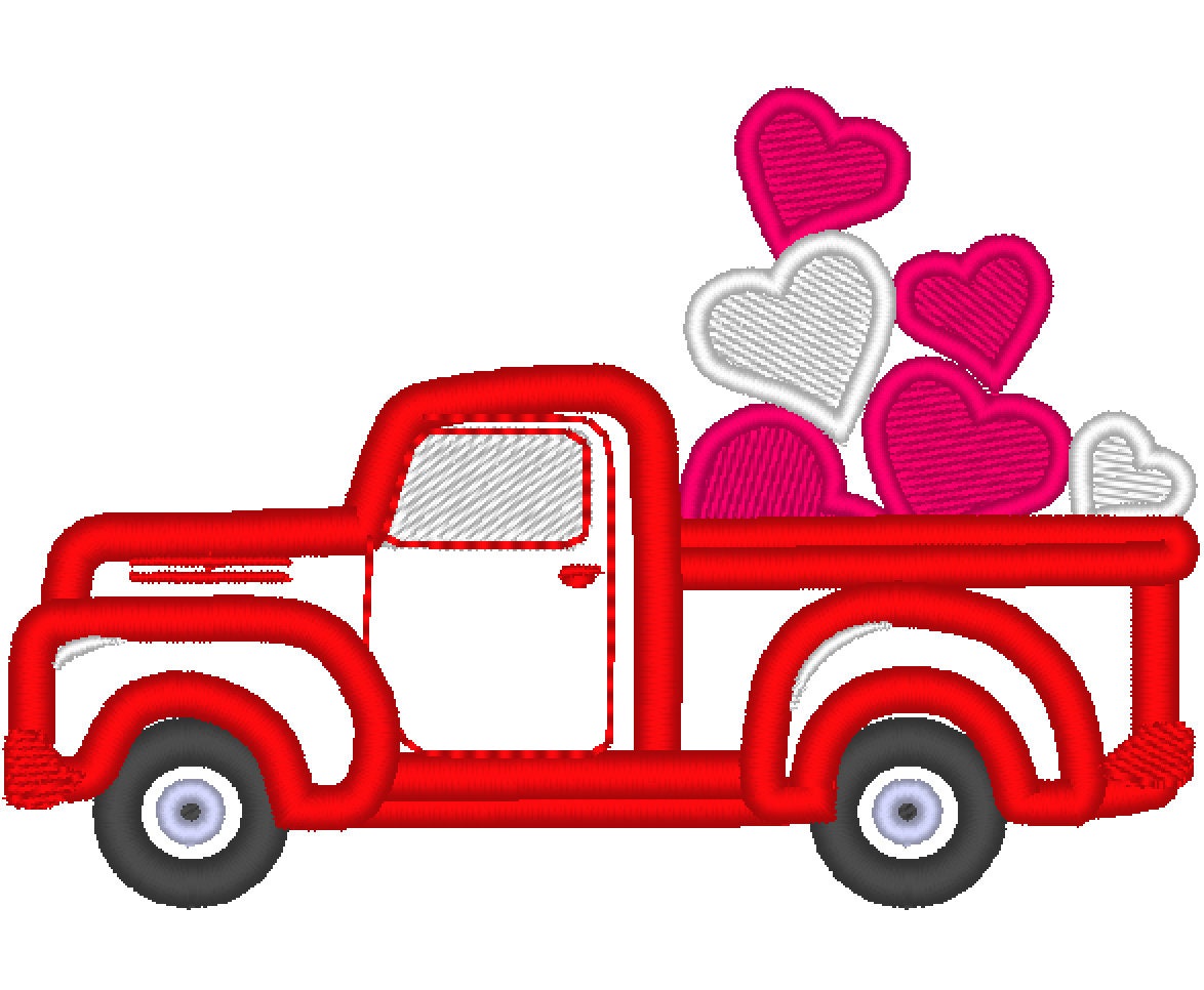 Red Truck with Hearts