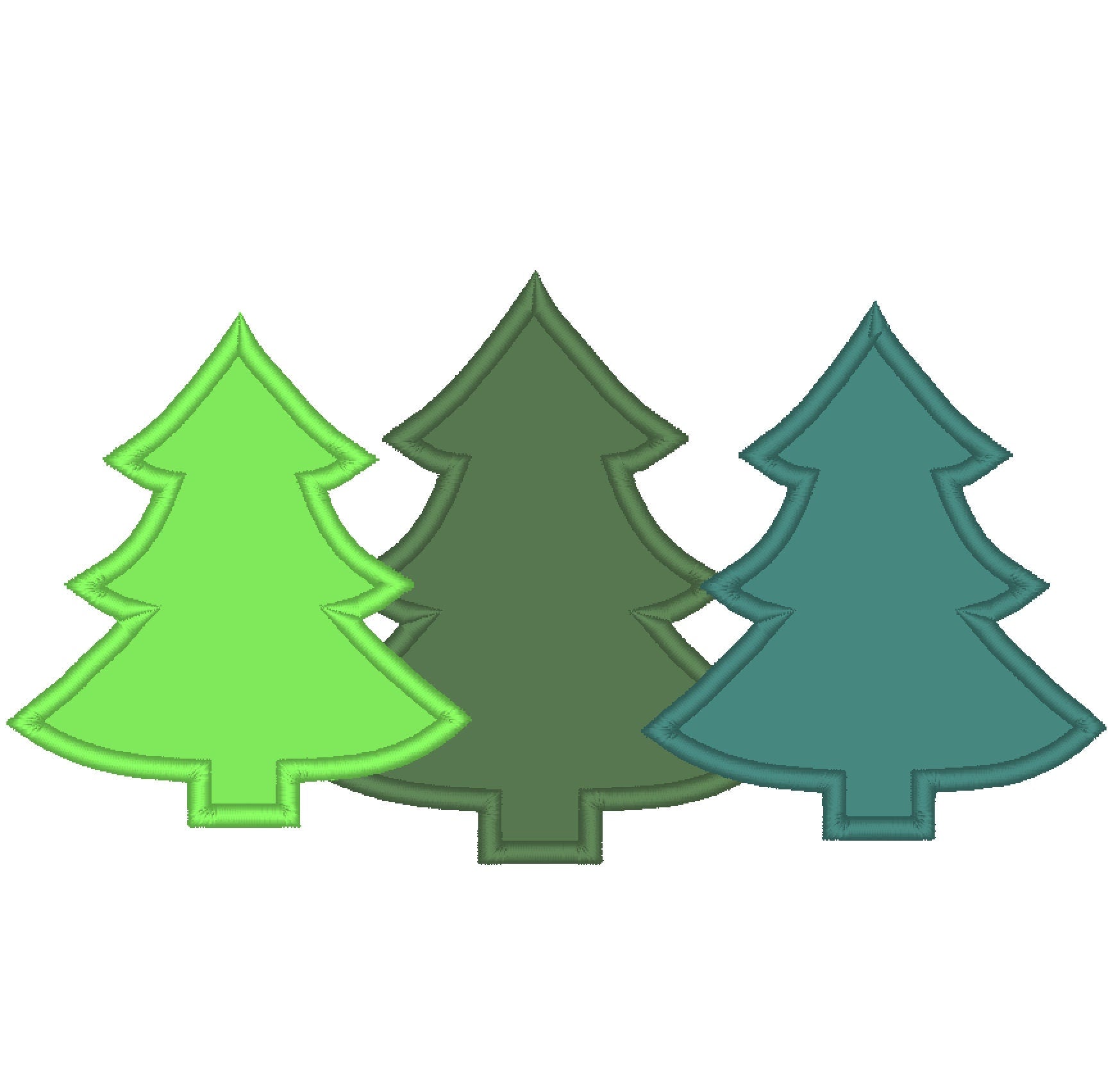 Woodland Tree Trio Applique three Christmas tree in a row machine embroidery designs