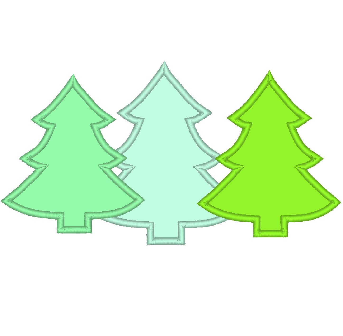 Woodland Tree Trio Applique three Christmas tree in a row machine embroidery designs