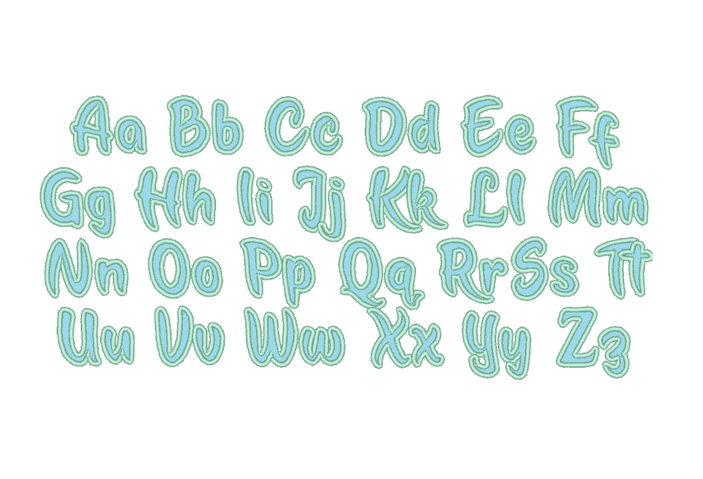 Monogram applique Font – Embroidery 1.5" 2" 2.5" 3" 3.5" 4" | BX PES DST JEF | Artapli