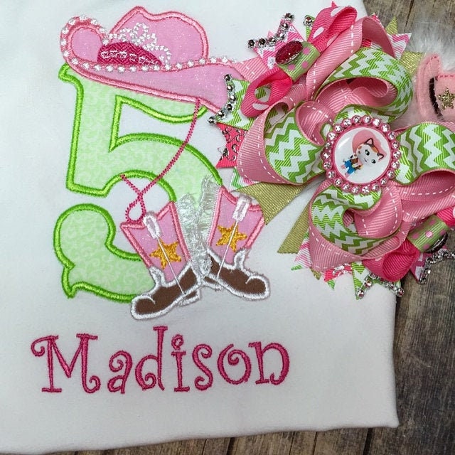 Girly Cowboy Cowgirl Birthday Number Six 6 applique machine embroidery designs
