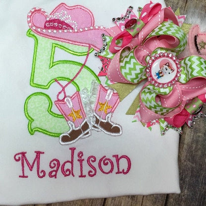 Girly Cowboy Cowgirl Birthday Number Six 6 applique machine embroidery designs