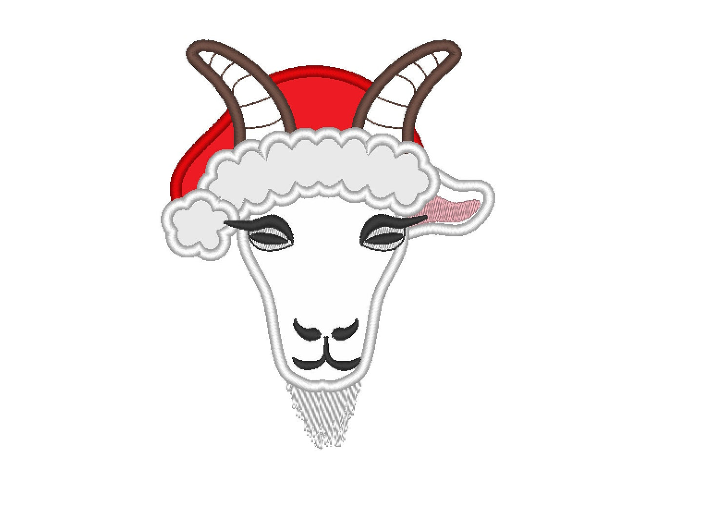 Goat face, Goat  head, Christmas, Christmas hat, Farm Goat applique, little  cute farm theme machine embroidery applique designs