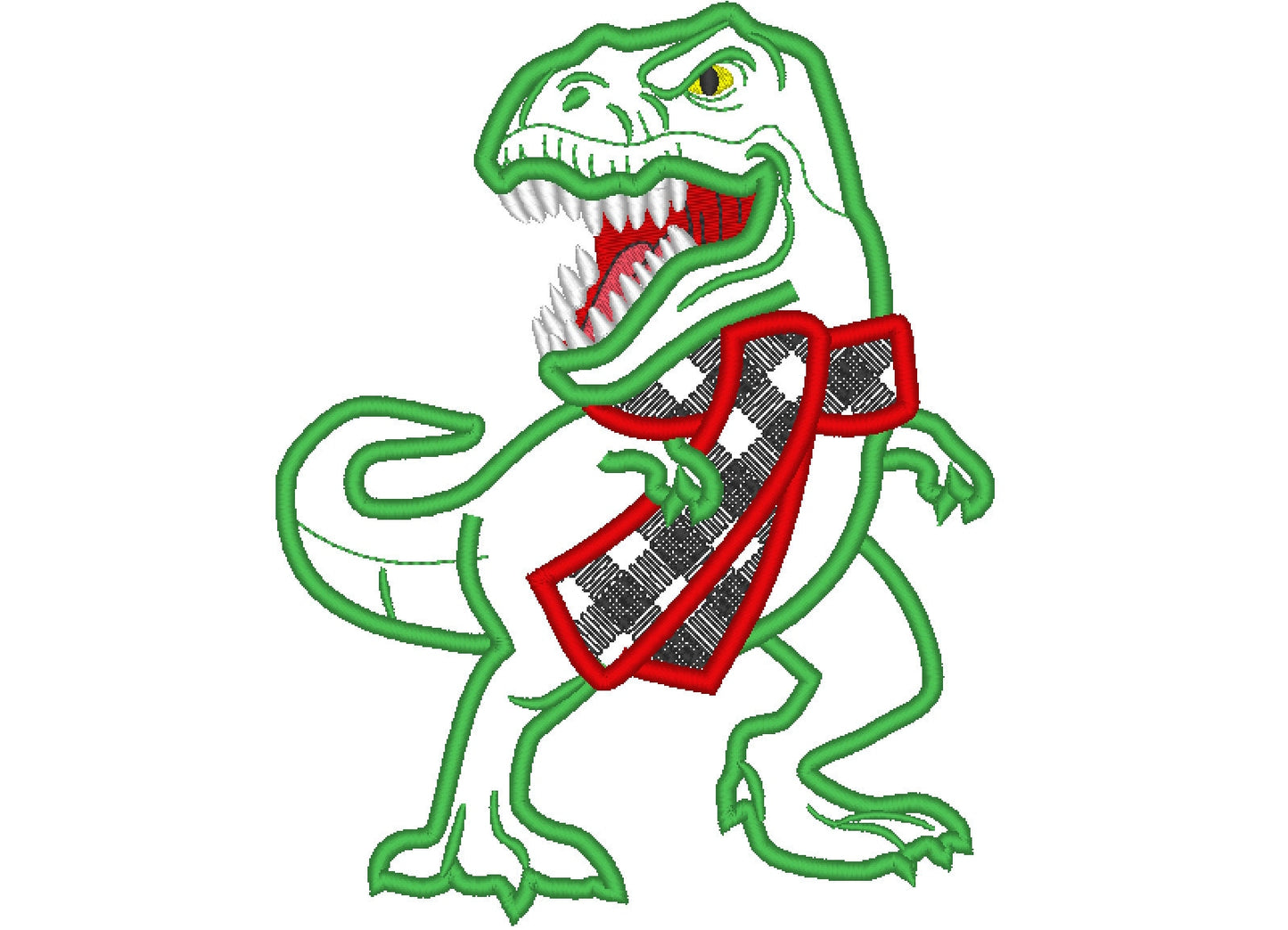 Plaid Checked Christmas scarf T-rex dinosaur  machine applique designs assorted sizes