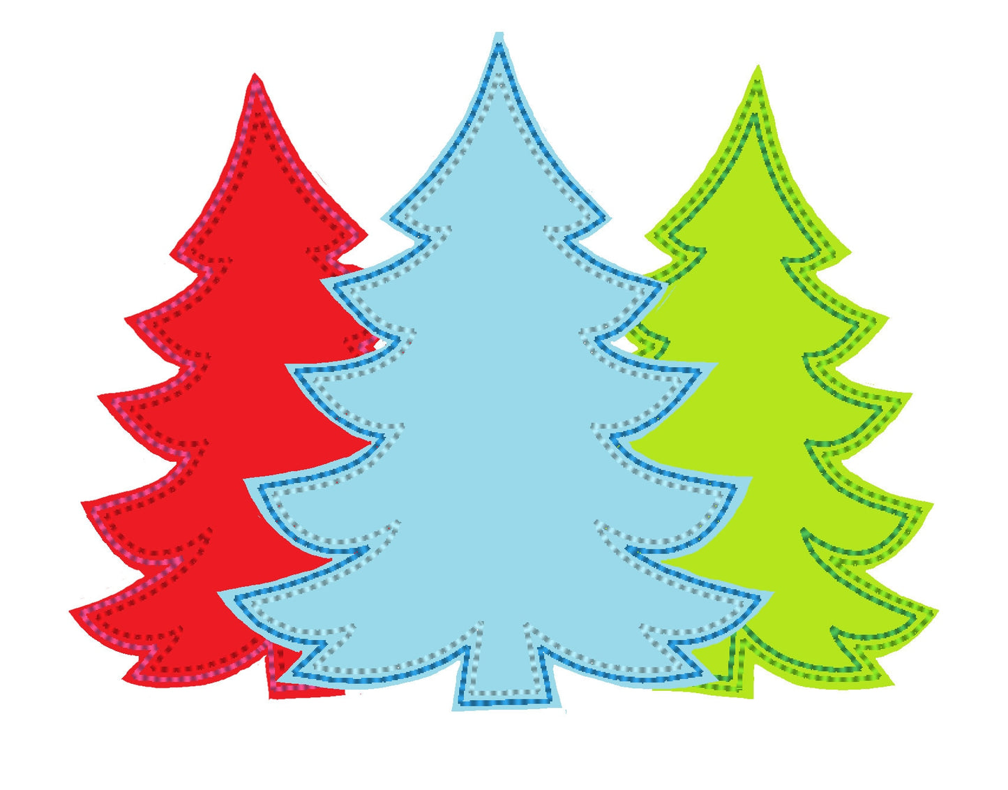 Merry Christmas  Woodlands Tree Trio Triple bean stitch Raggedy edge Applique designs Free Edge Applique