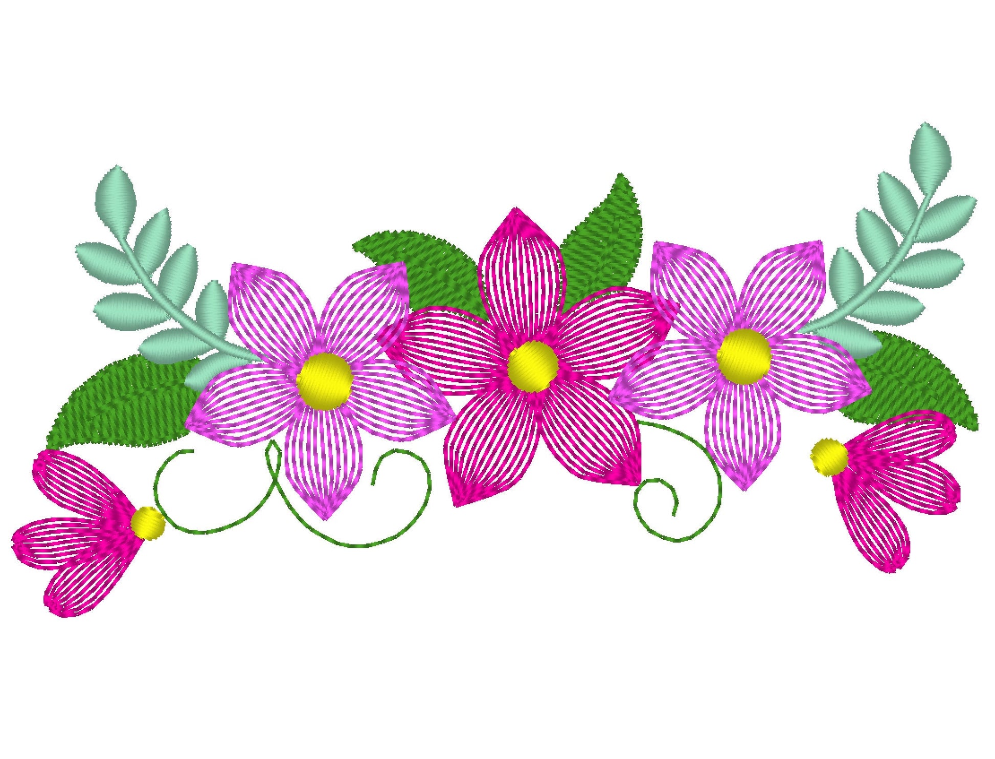 Light stitch shabby Chic Clematis Flowers Machine Embroidery 4" 5" 6" 7" 8" 9" | PES DST JEF | Artapli