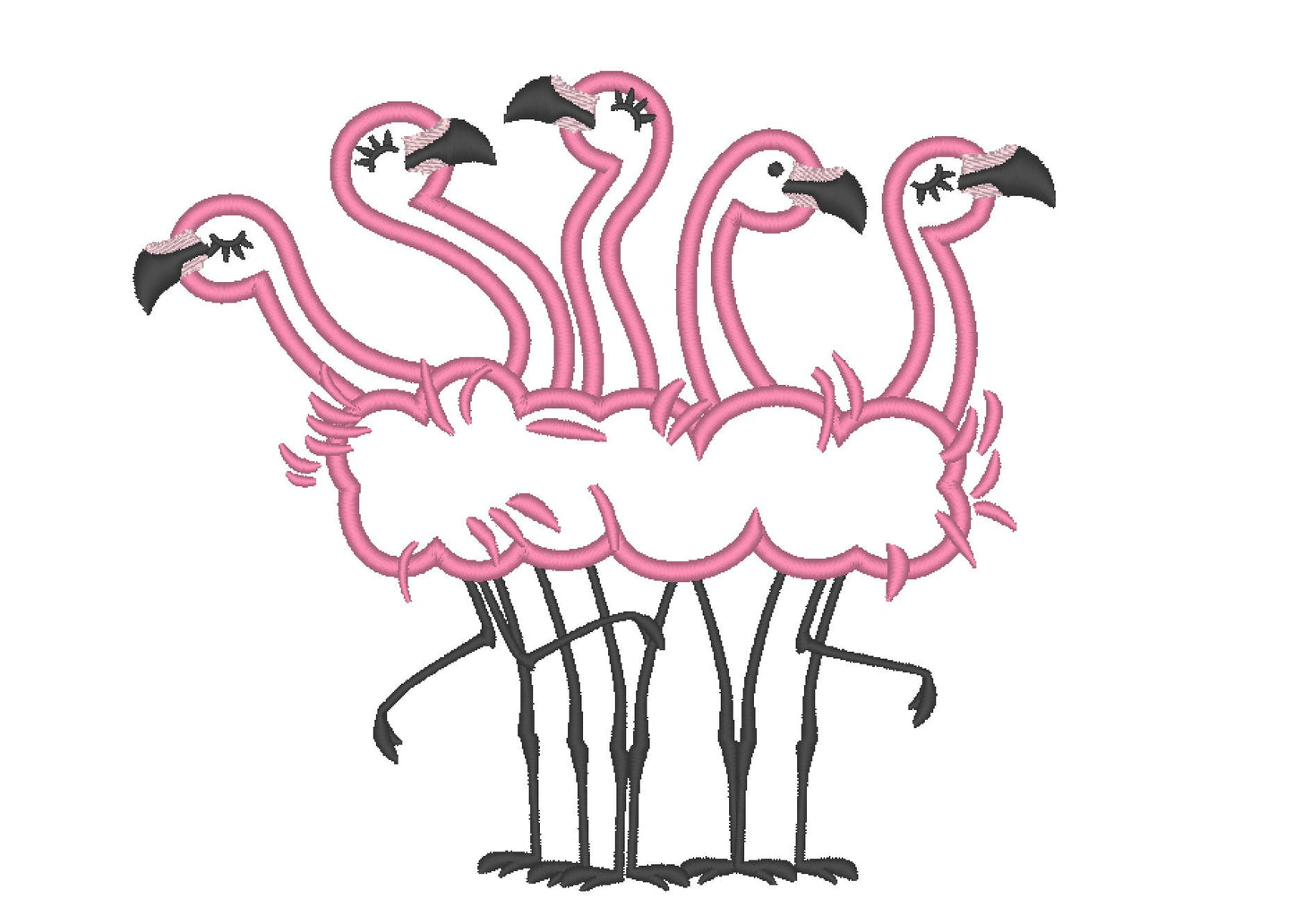Flamingo Bird Flock of Flamingos applique machine embroidery designs 