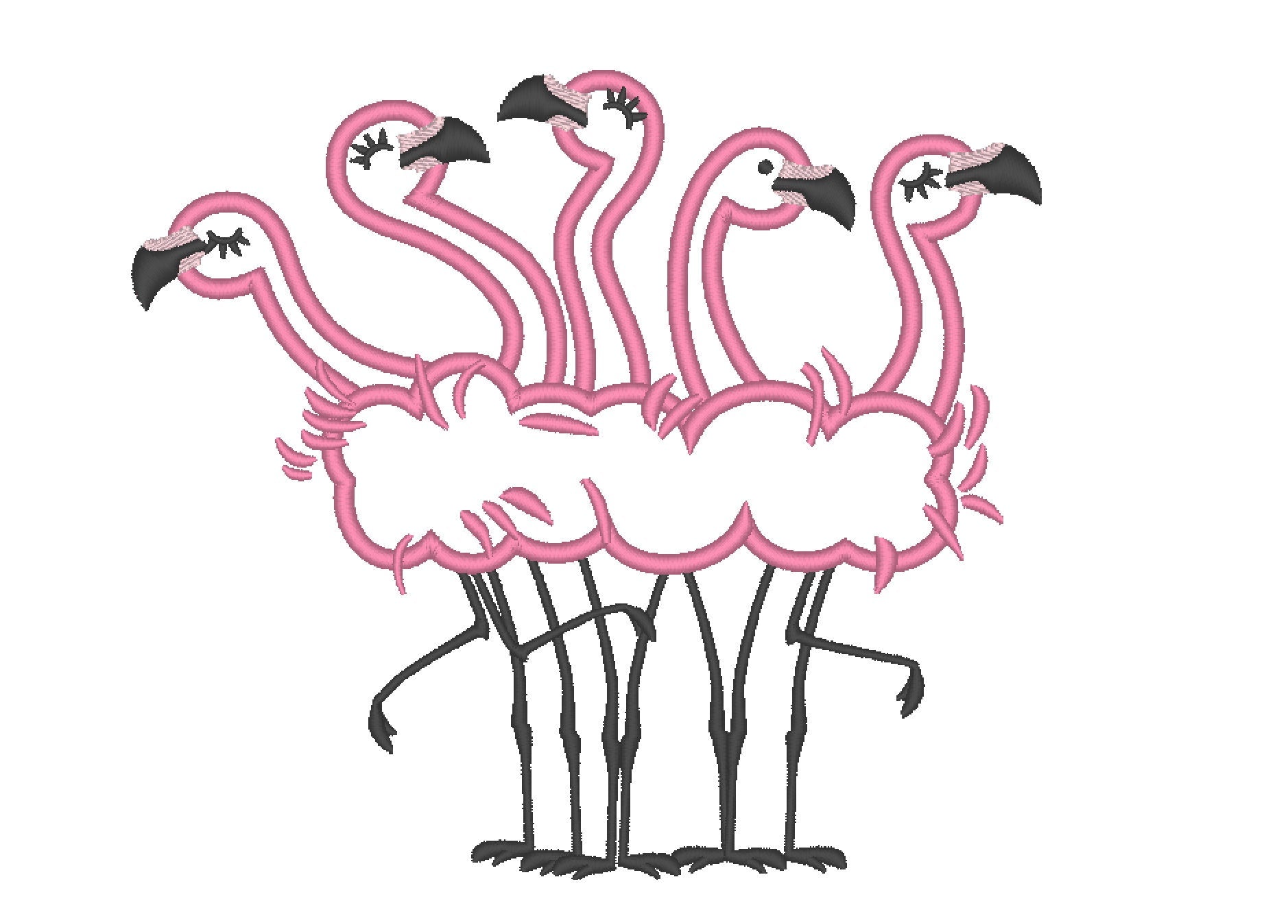 Flamingo Bird Flock of Flamingos applique machine embroidery designs 
