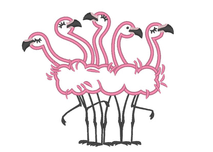 Flamingo Bird Flock of Flamingos applique machine embroidery designs 